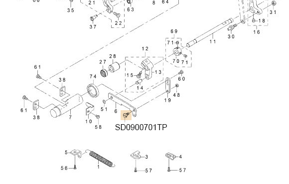 SD0900701TP HINGE SCREW D= 9    H= 7