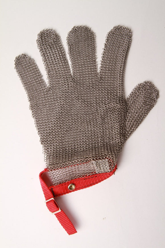 Medium sized left 5 fingers metal mesh glove