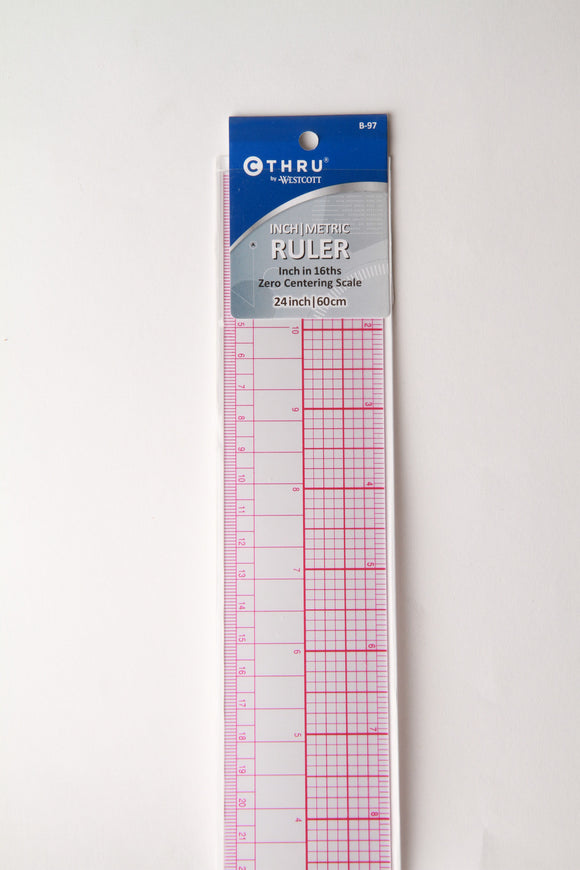 18 C-Thru Plastic Inch & Metric Ruler, Made in USA